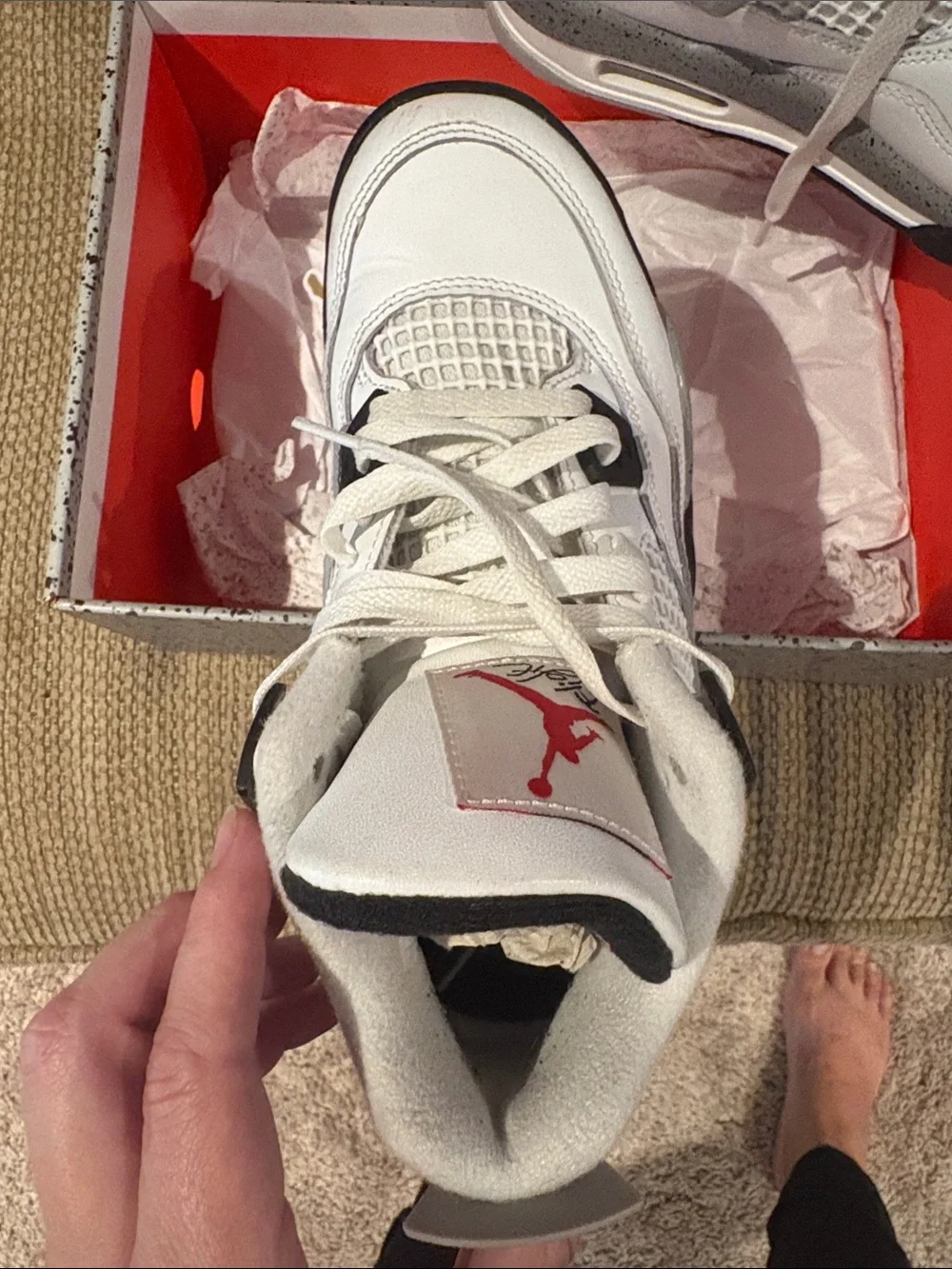 Jordan Kids White Sneakers with Black and Red Accents